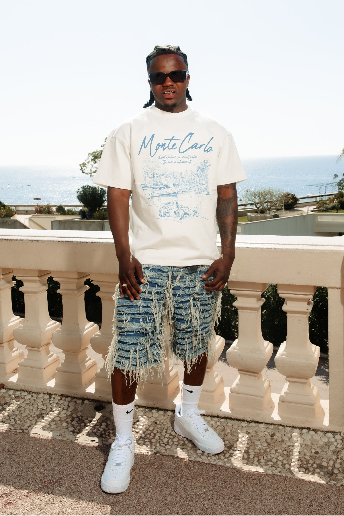 Shorts de mezclilla azul desgastados Sassari