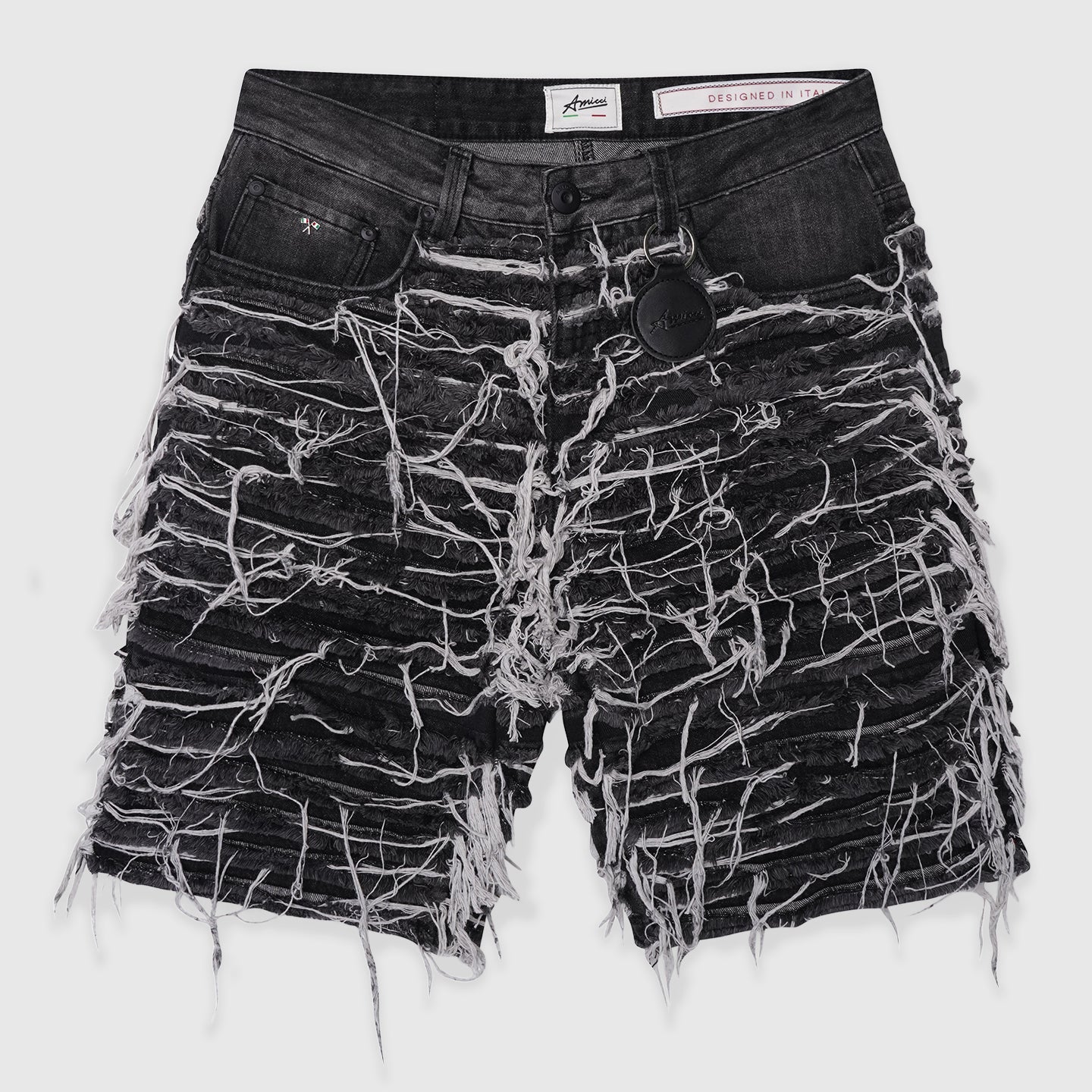 Sassari Frayed Black Denim Shorts