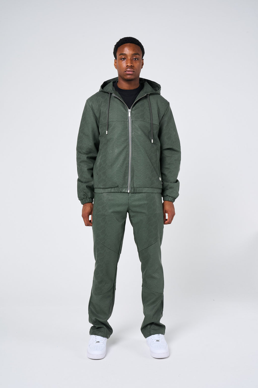 Isandro Khaki Croc Leather Pants