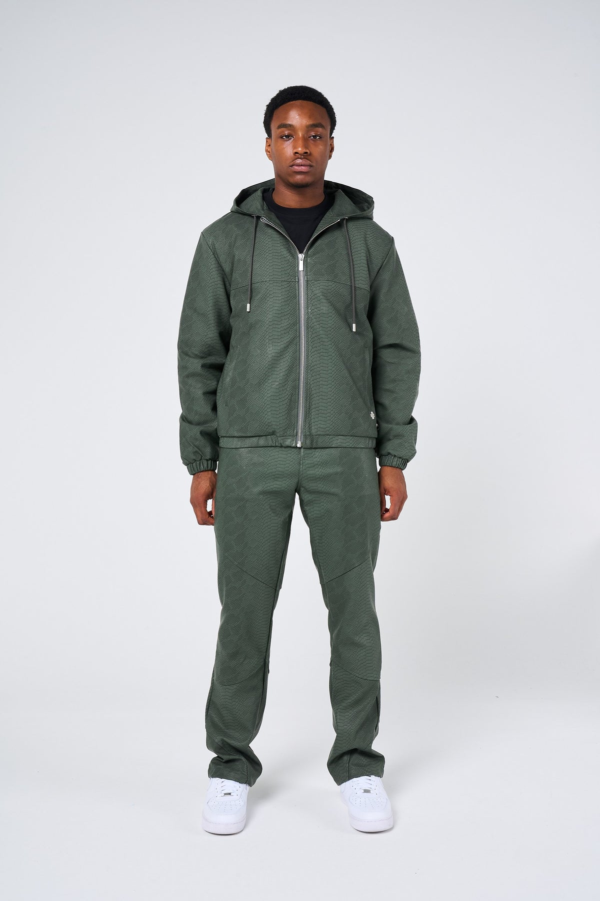 Isandro Khaki Croc Leather Pants