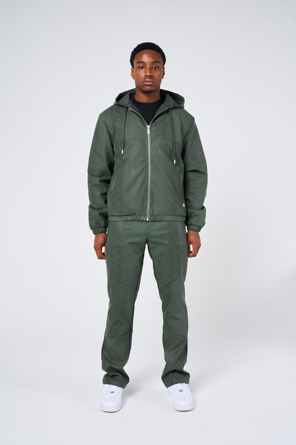 Isandro Khaki Croc Leather Pants