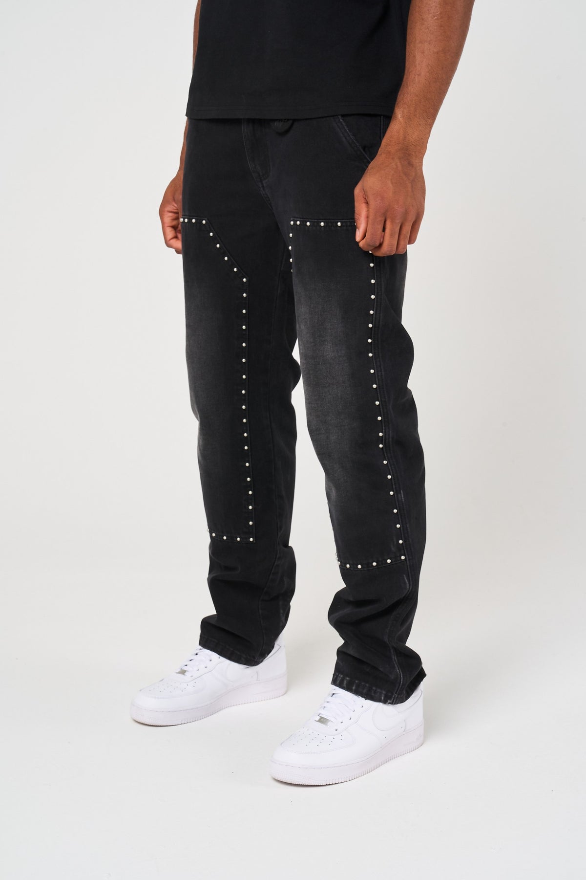 Haulier Zwart Spijkerdenim met Studs