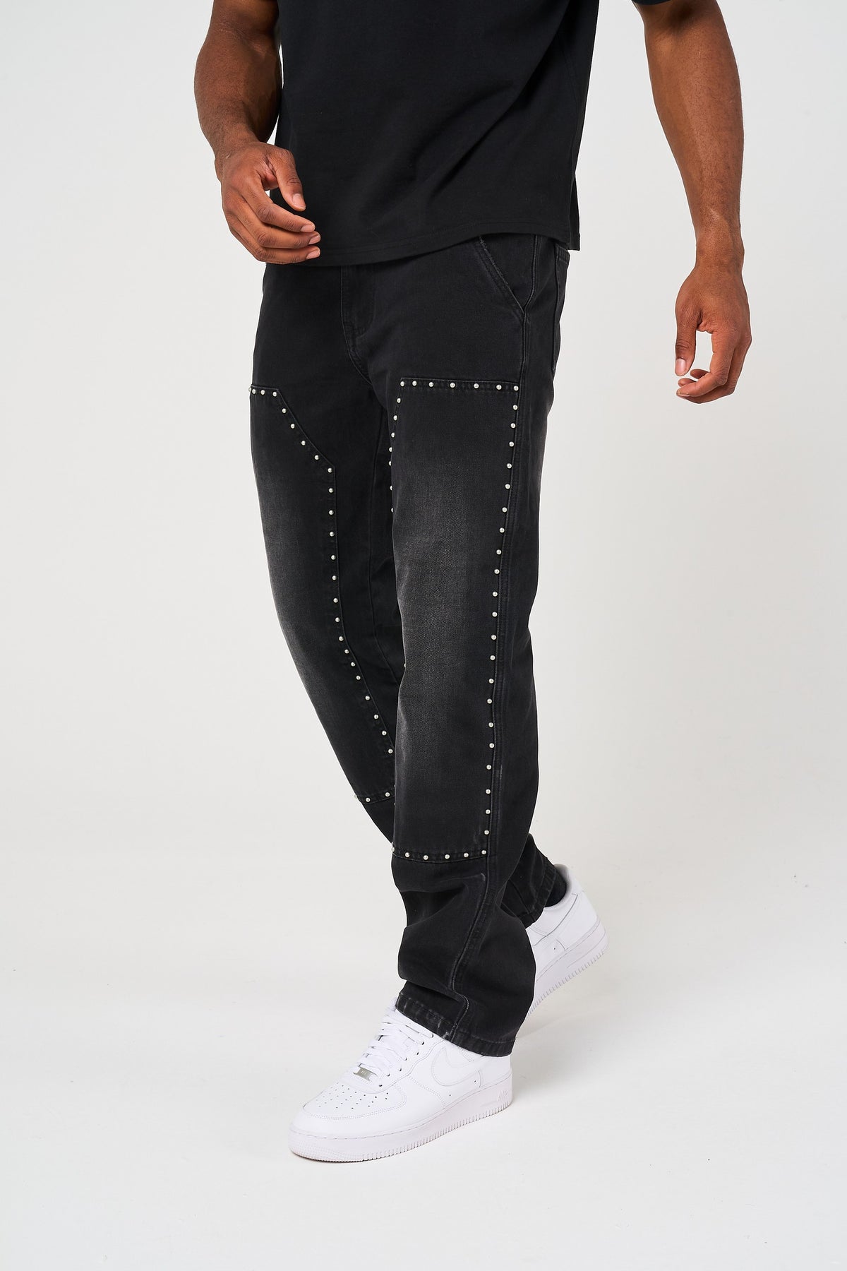Haulier Zwart Spijkerdenim met Studs