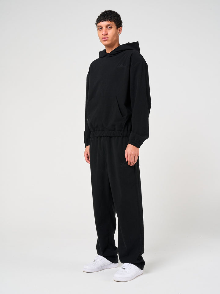 Cylinder Zwarte Naaldribfluwelen Hoodie