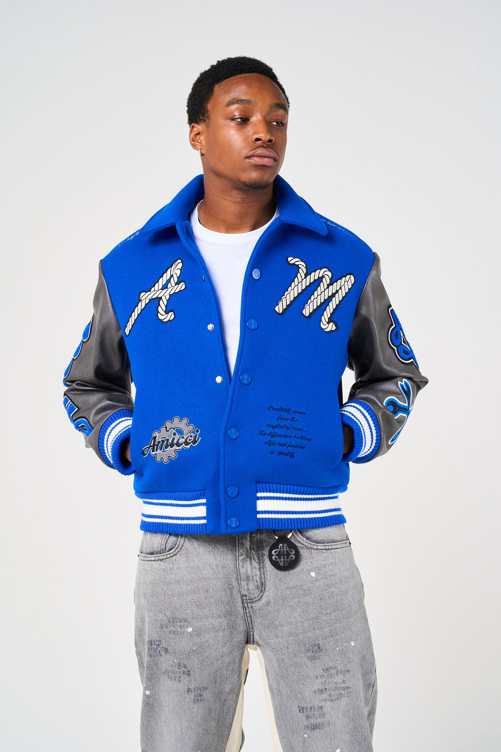 Taras Navy Varsity Jacket