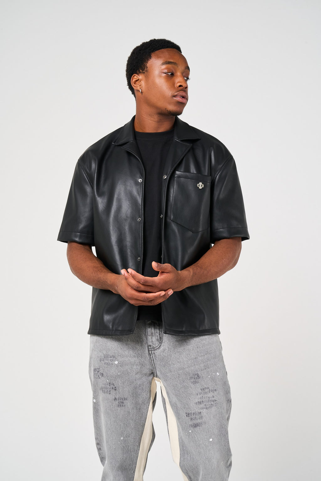 Drīver Leather Overshirt Black
