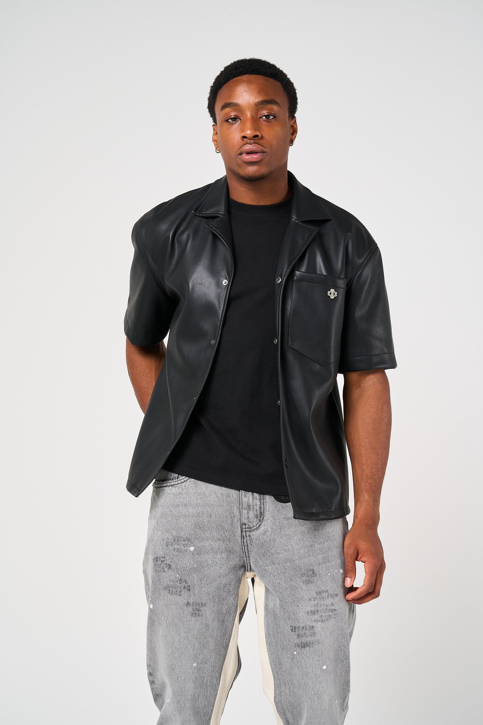 Drīver Leather Overshirt Black