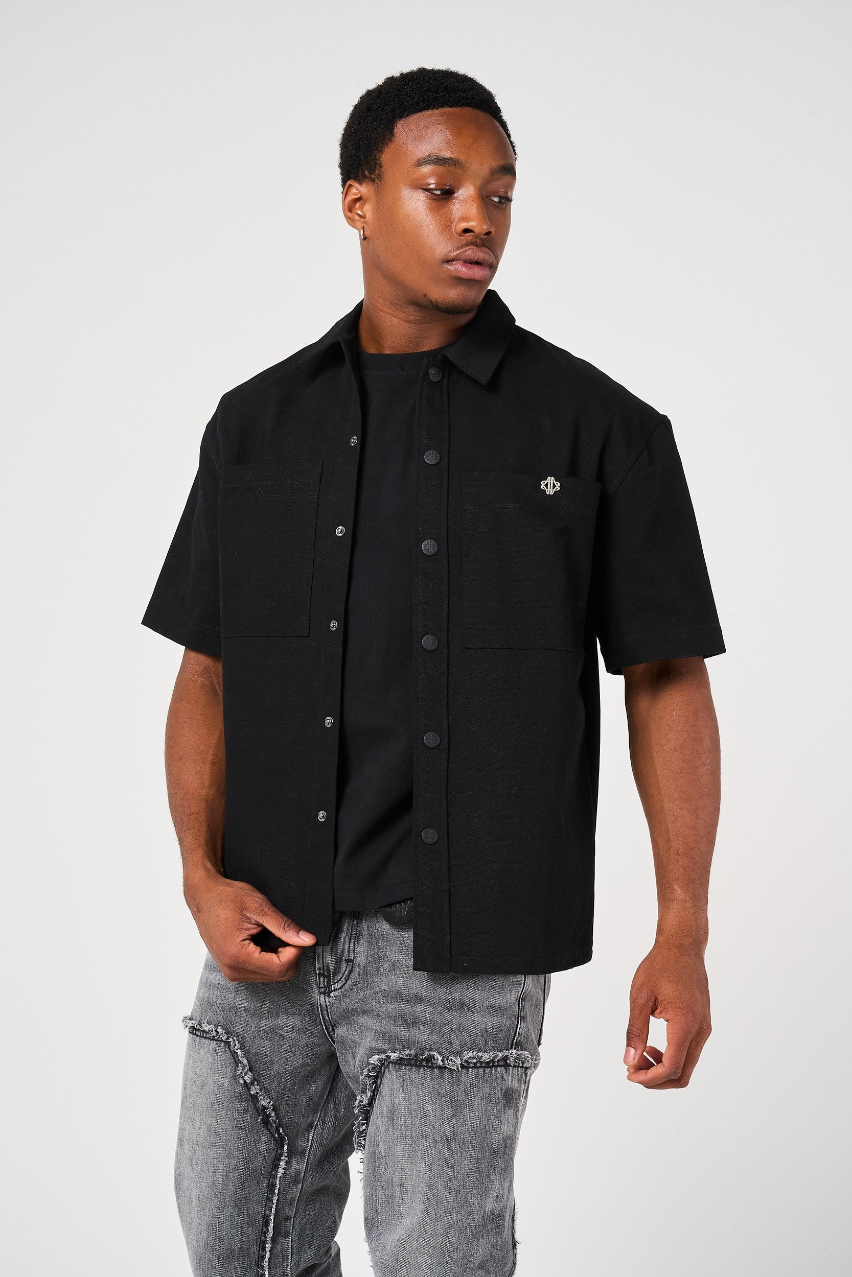 Blaise Cotton Twill Black Shirt