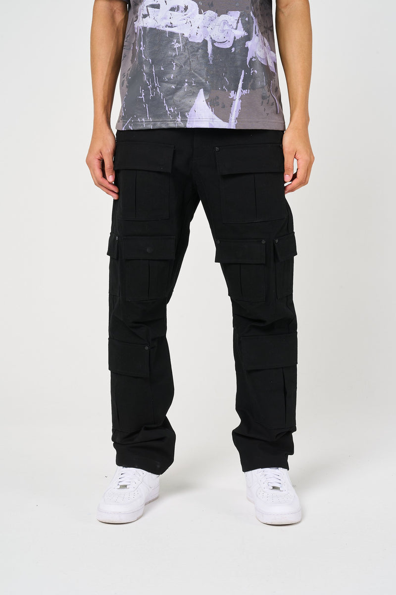 Pantalones Negros Terron con Bolsillos Profundos