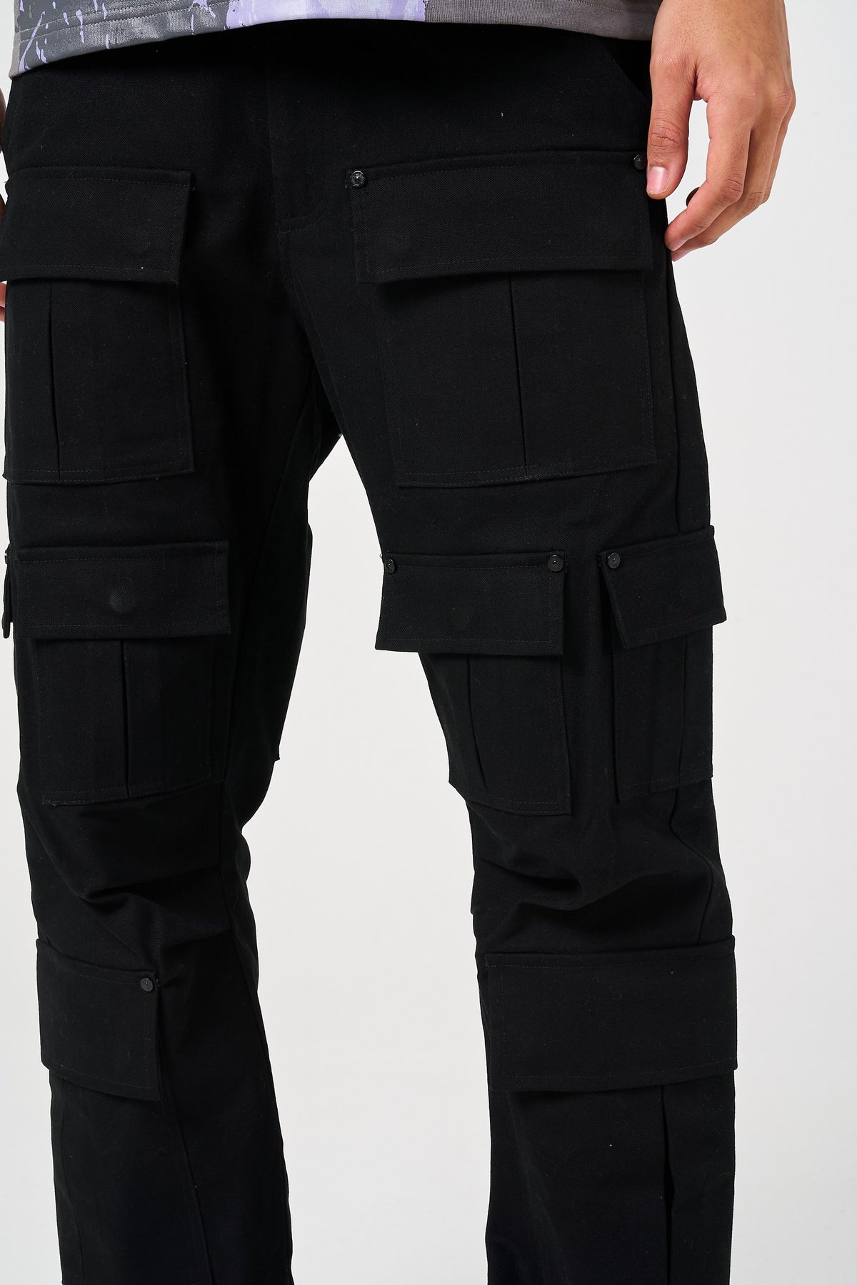 Pantalones Negros Terron con Bolsillos Profundos