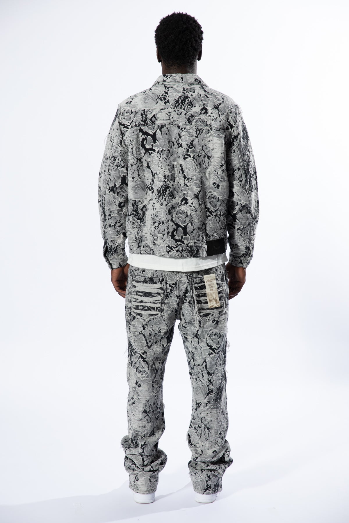 Jeans de mezclilla jacquard Amelio negros