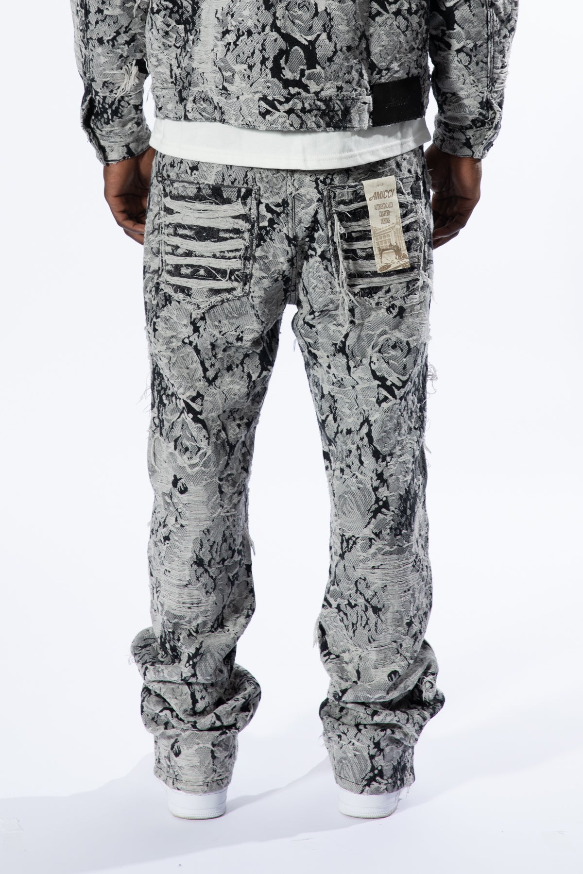 Jeans de mezclilla jacquard Amelio negros