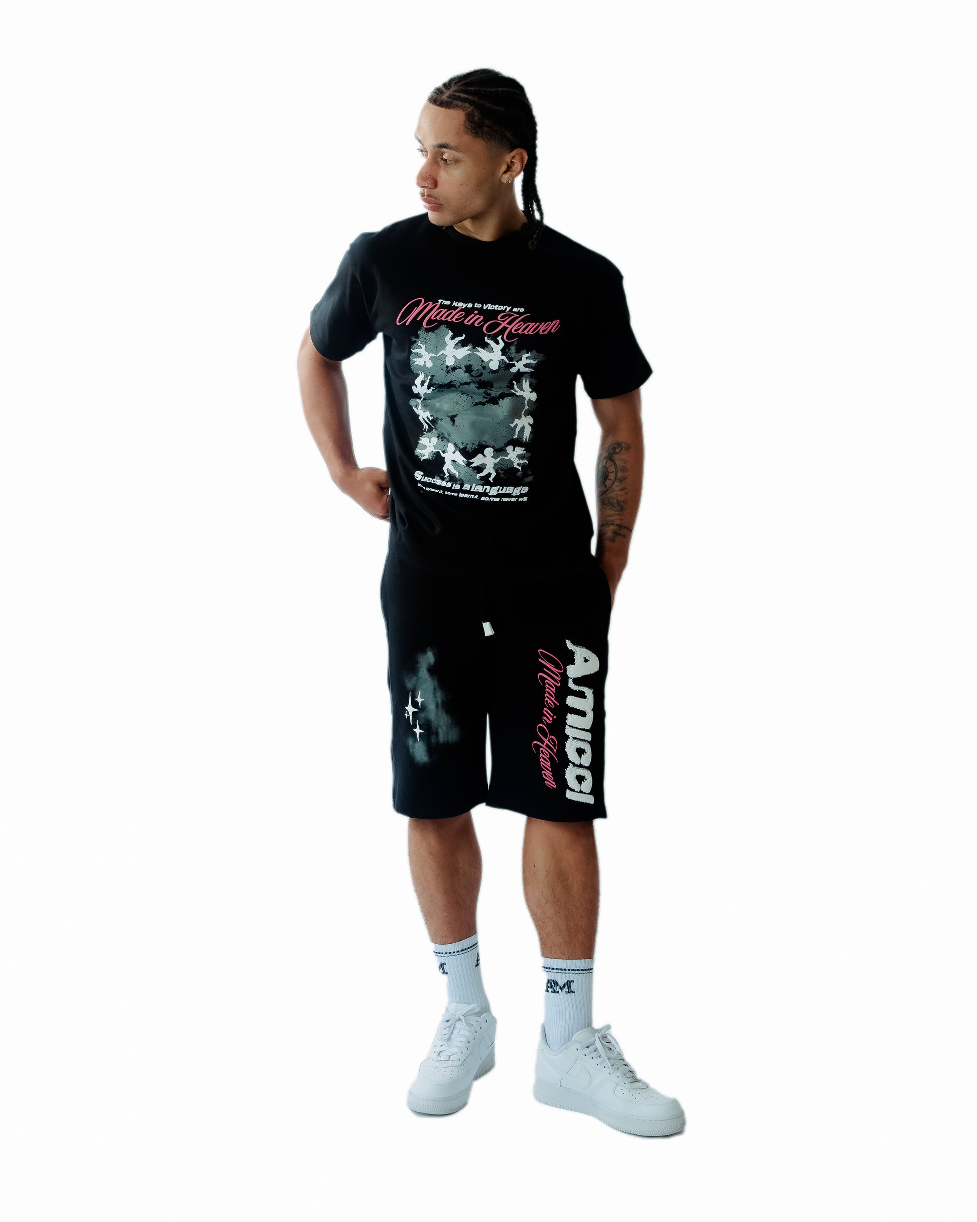 Angeli Grafisch T-shirt Zwart