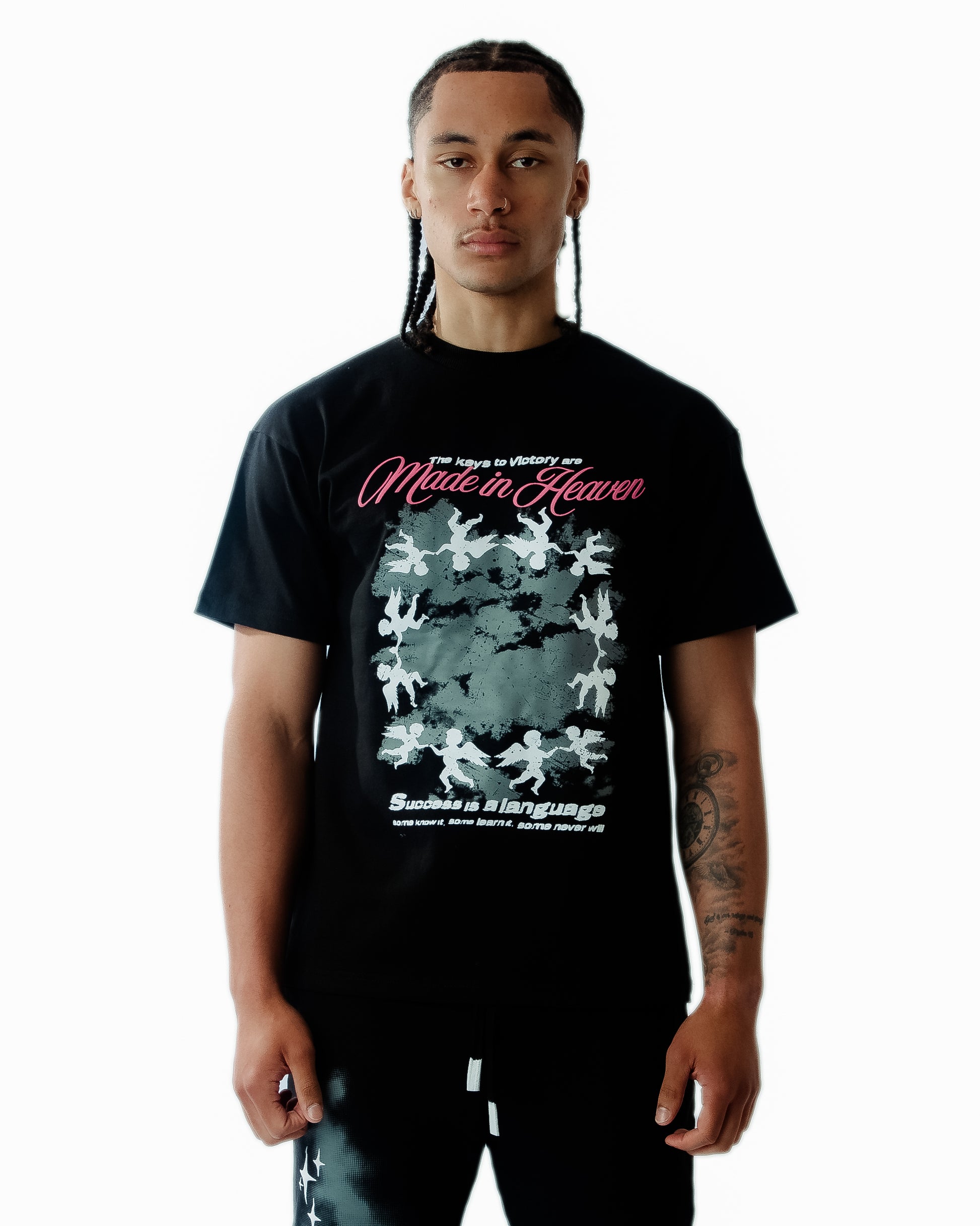 Angeli Grafisch T-shirt Zwart