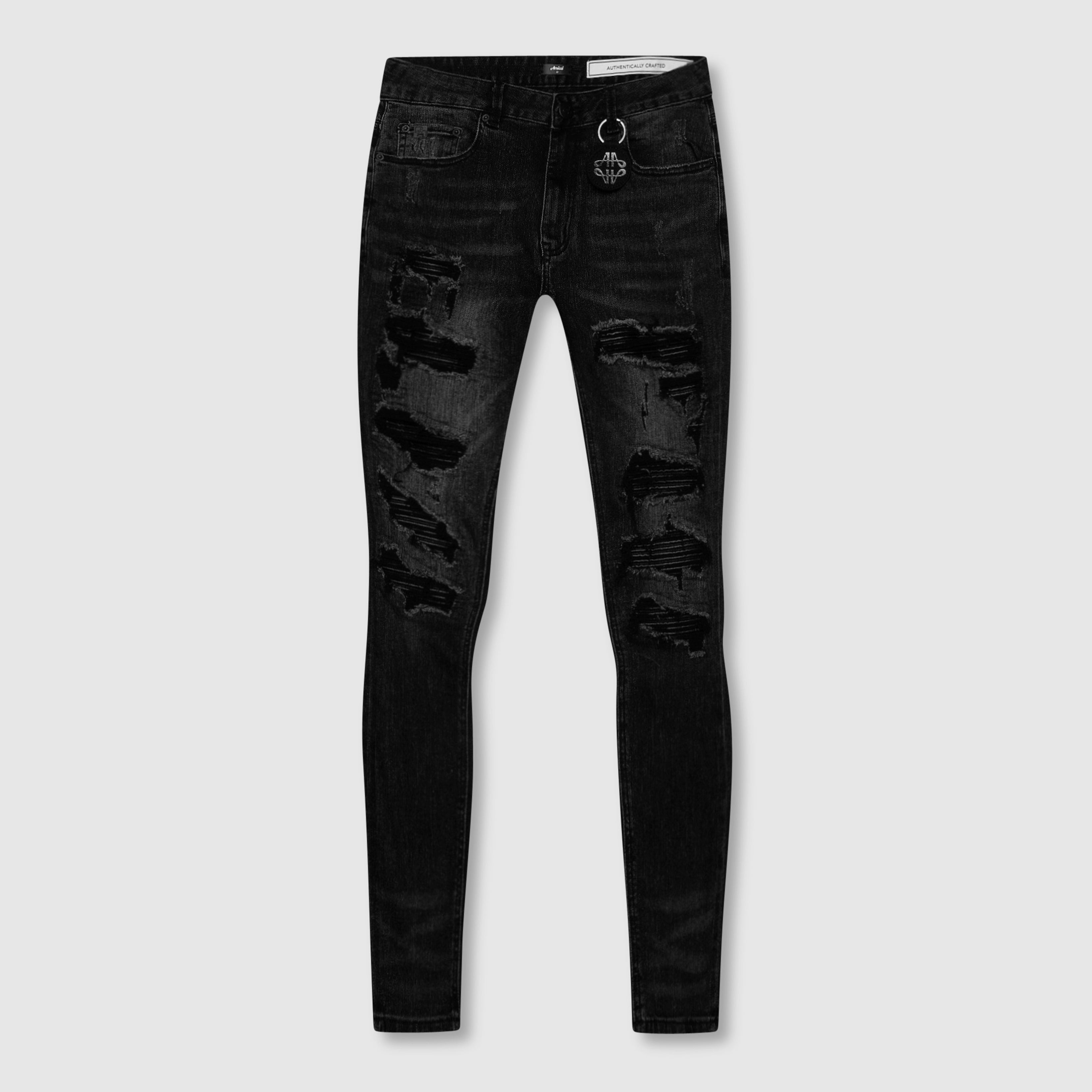 Rocco Heavy Ripped Black Skinny Jeans