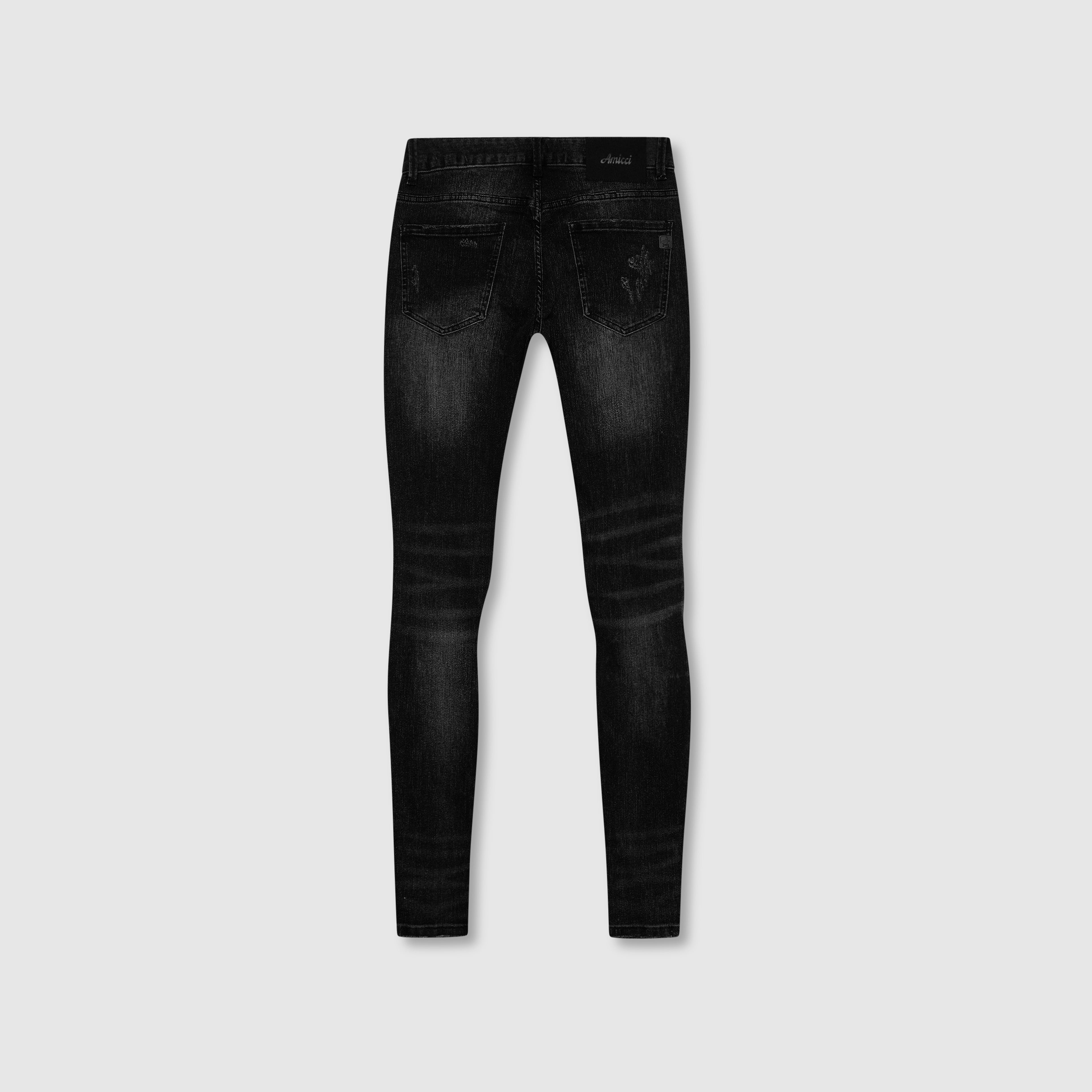 Rocco Heavy Ripped Black Skinny Jeans