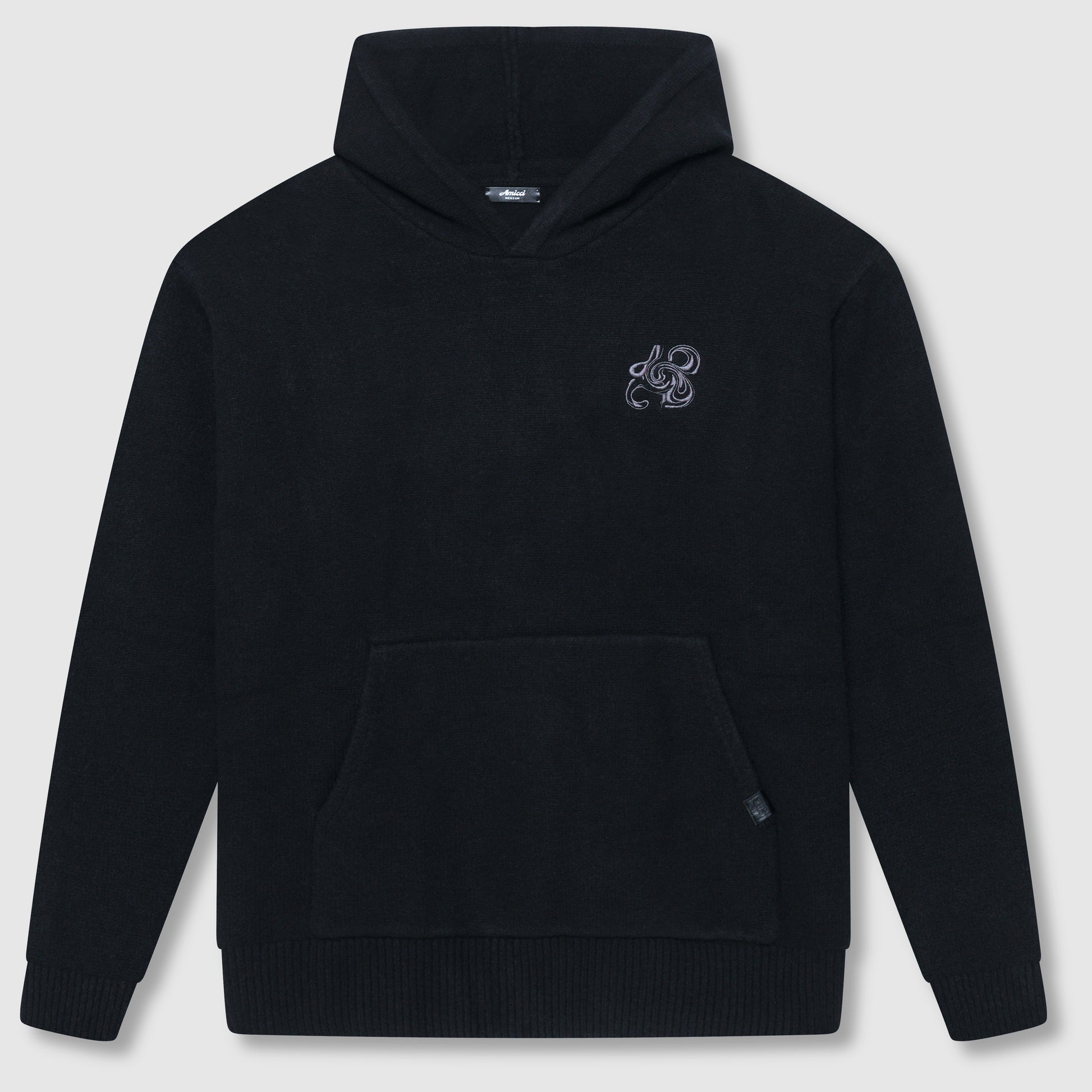 Amos Black Knitted Hoodie