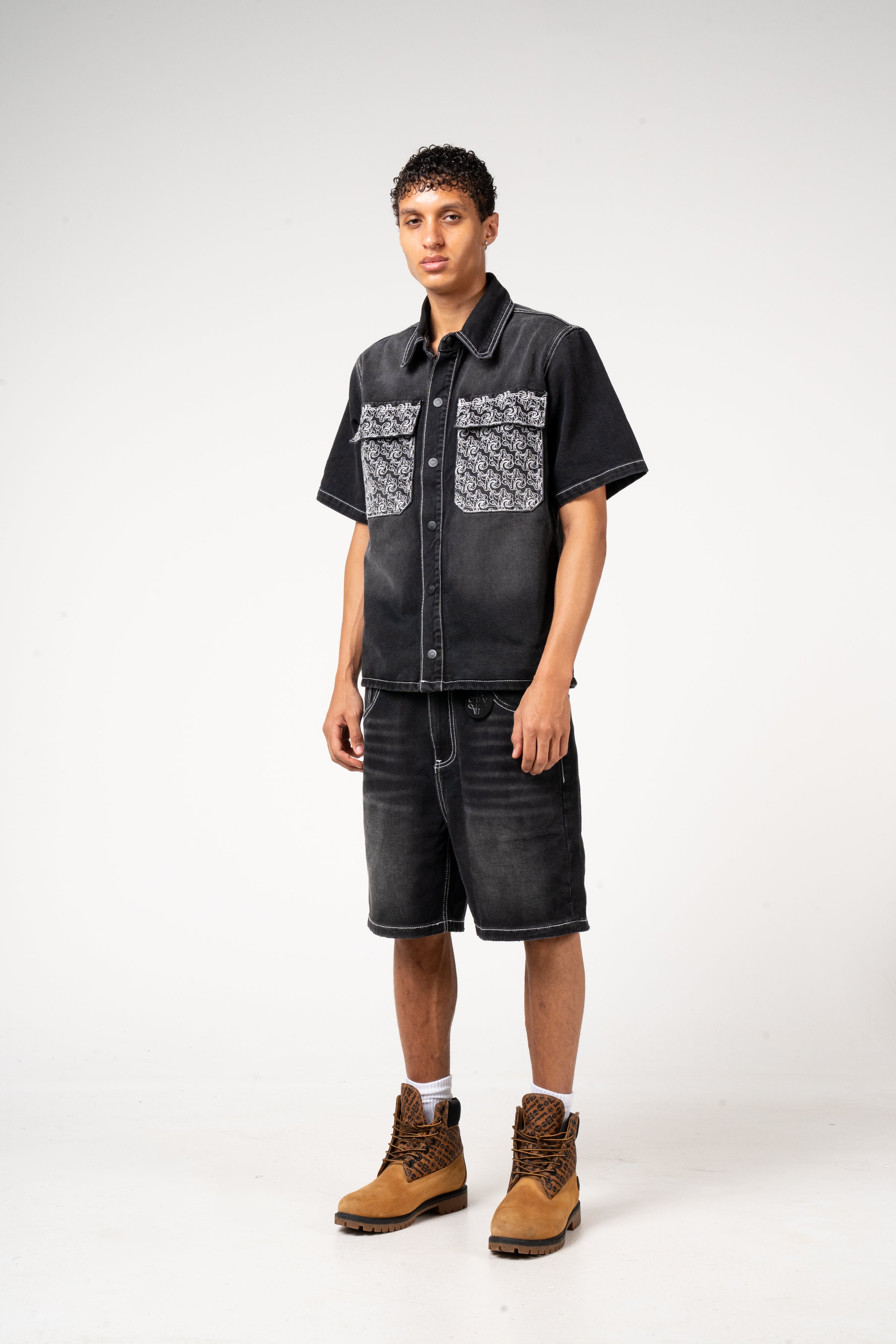 Keshi Denim Short Set Black