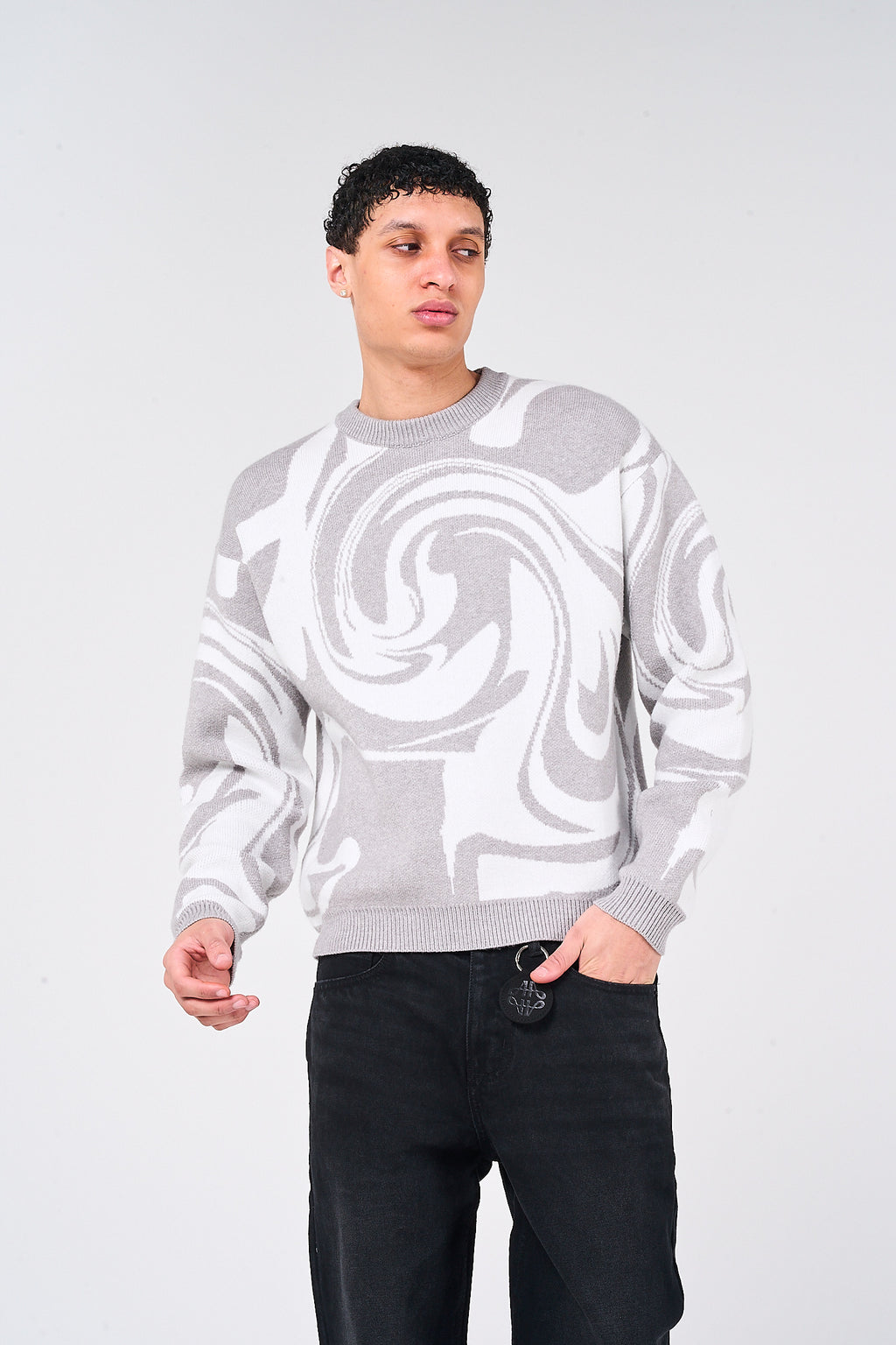 Pierce Grey Knitted Sweatshirt