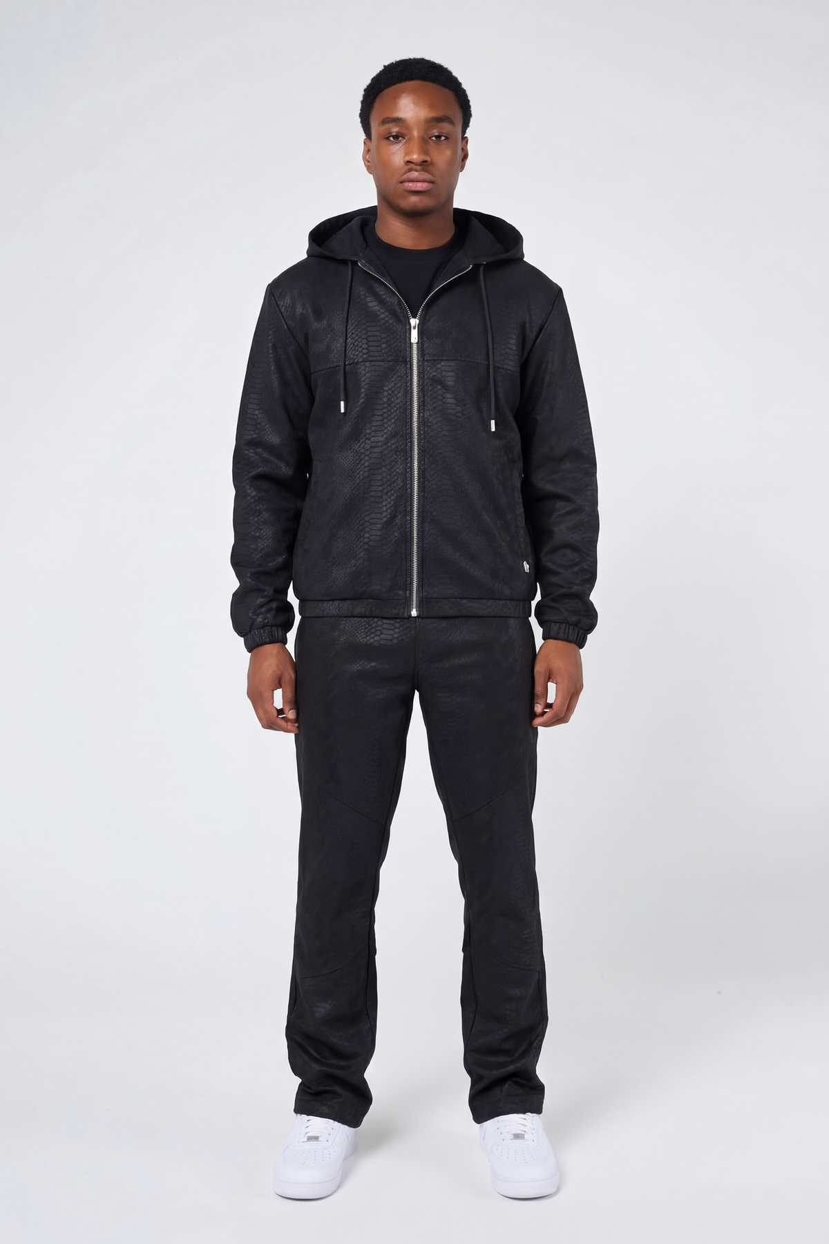 Isandro Zwarte Croco Leren Broek