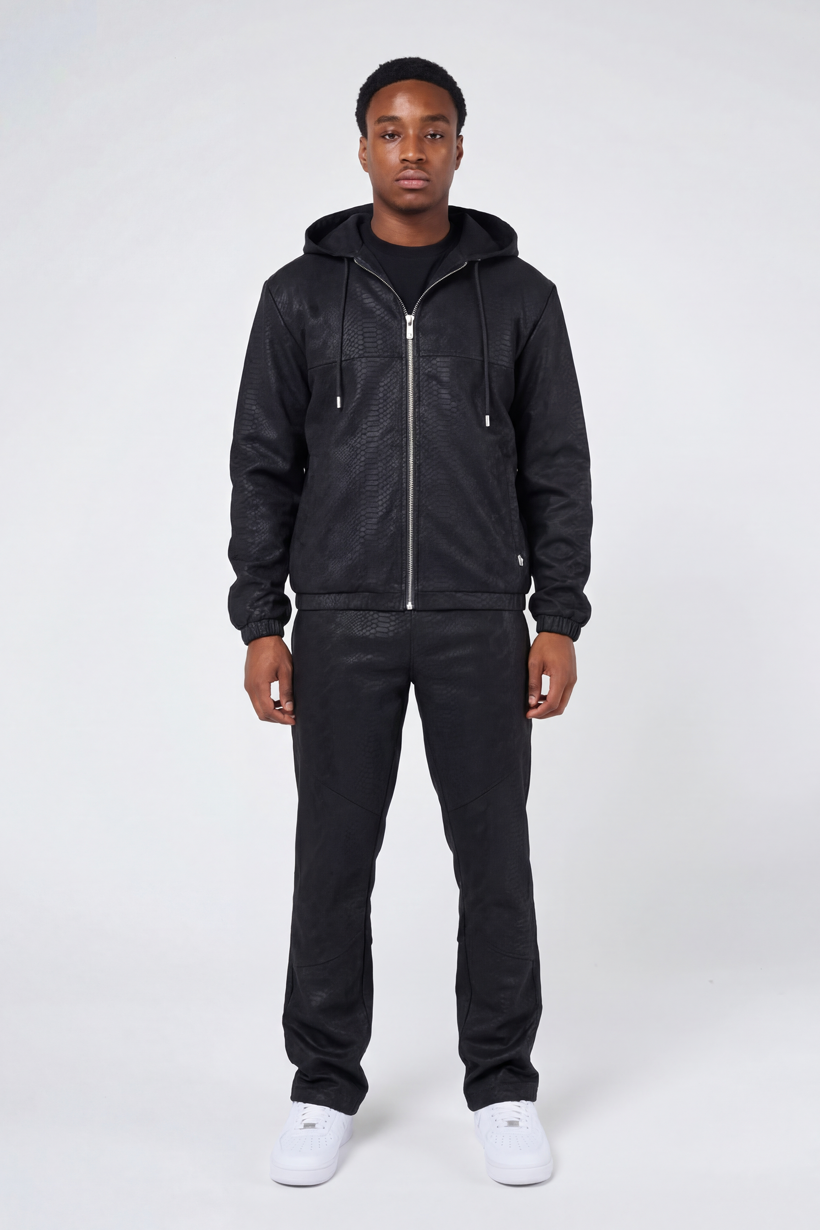 Isandro Black Croc Leather Pants