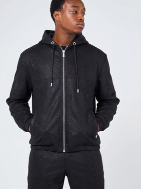 Isandro Black Croc Leather Jacket