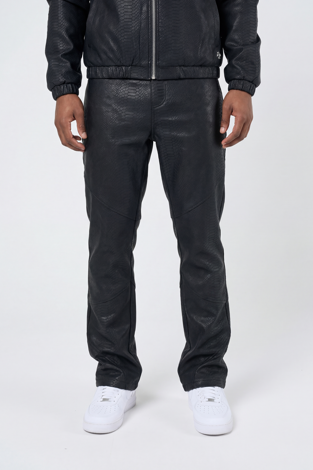 Isandro Black Croc Leather Pants