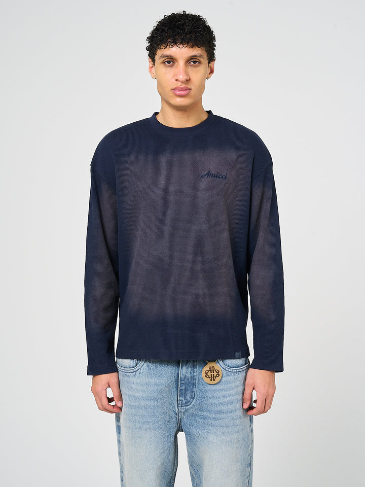 Pandan Marine Wafel T-shirt Lange Mouw