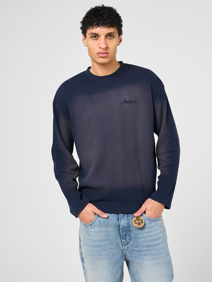 Pandan Marine Wafel T-shirt Lange Mouw