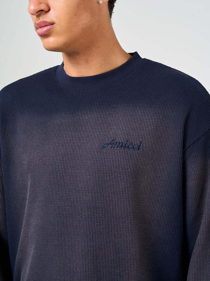 Pandan Marine Wafel T-shirt Lange Mouw