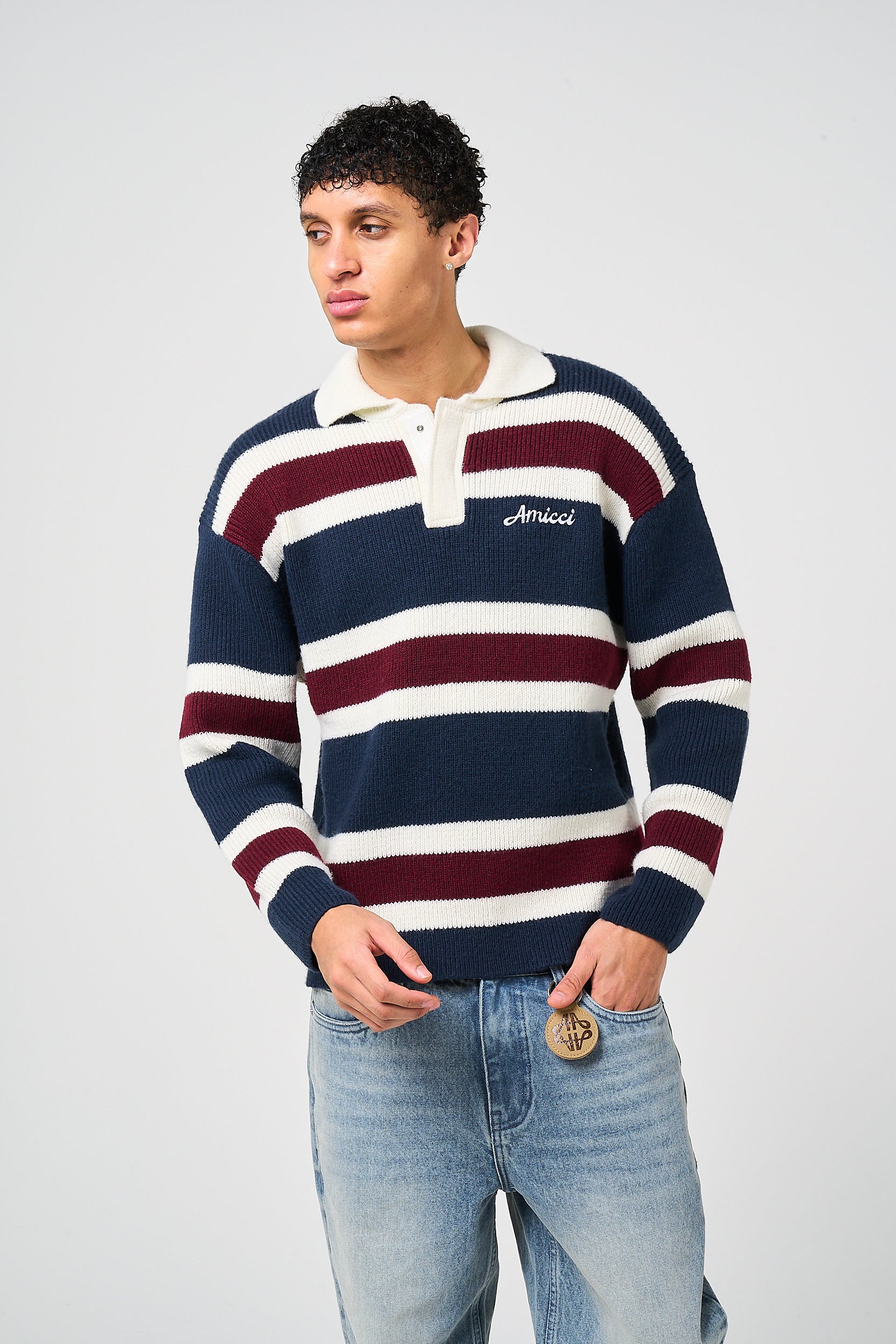 Awing Striped Knitted Sweatshirt