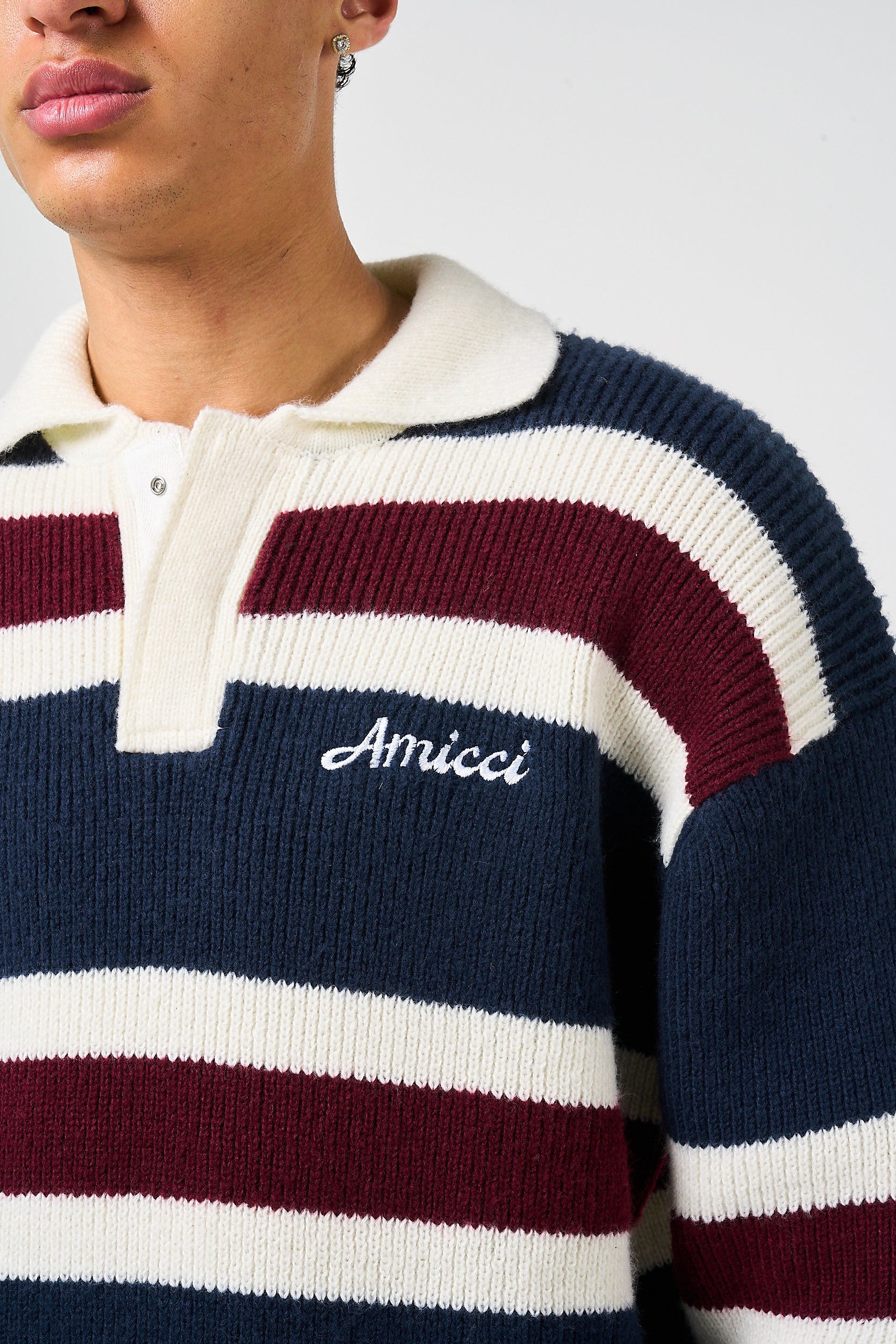 Awing Striped Knitted Sweatshirt