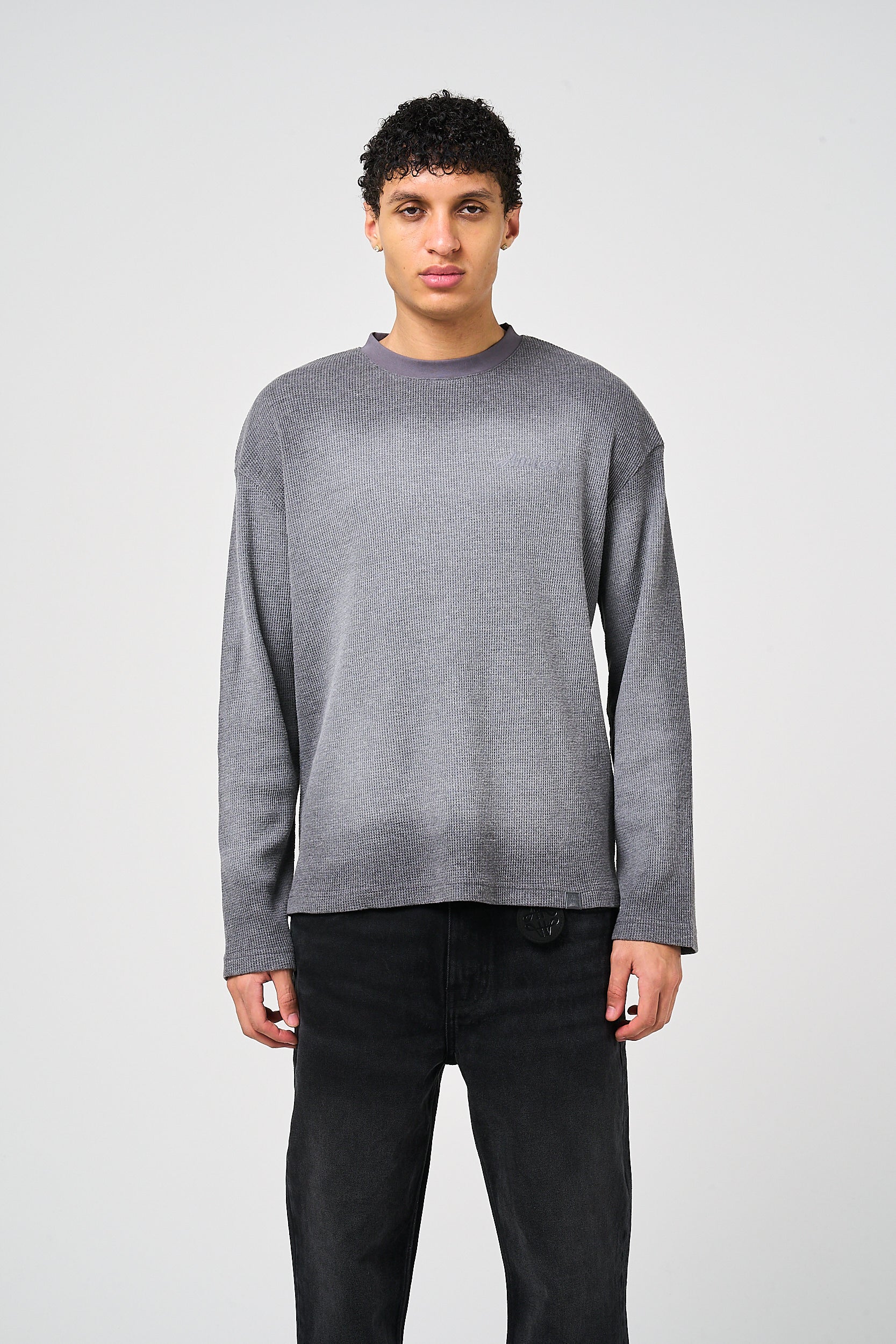 Pandan Grey Waffle Long Sleeve T Shirt