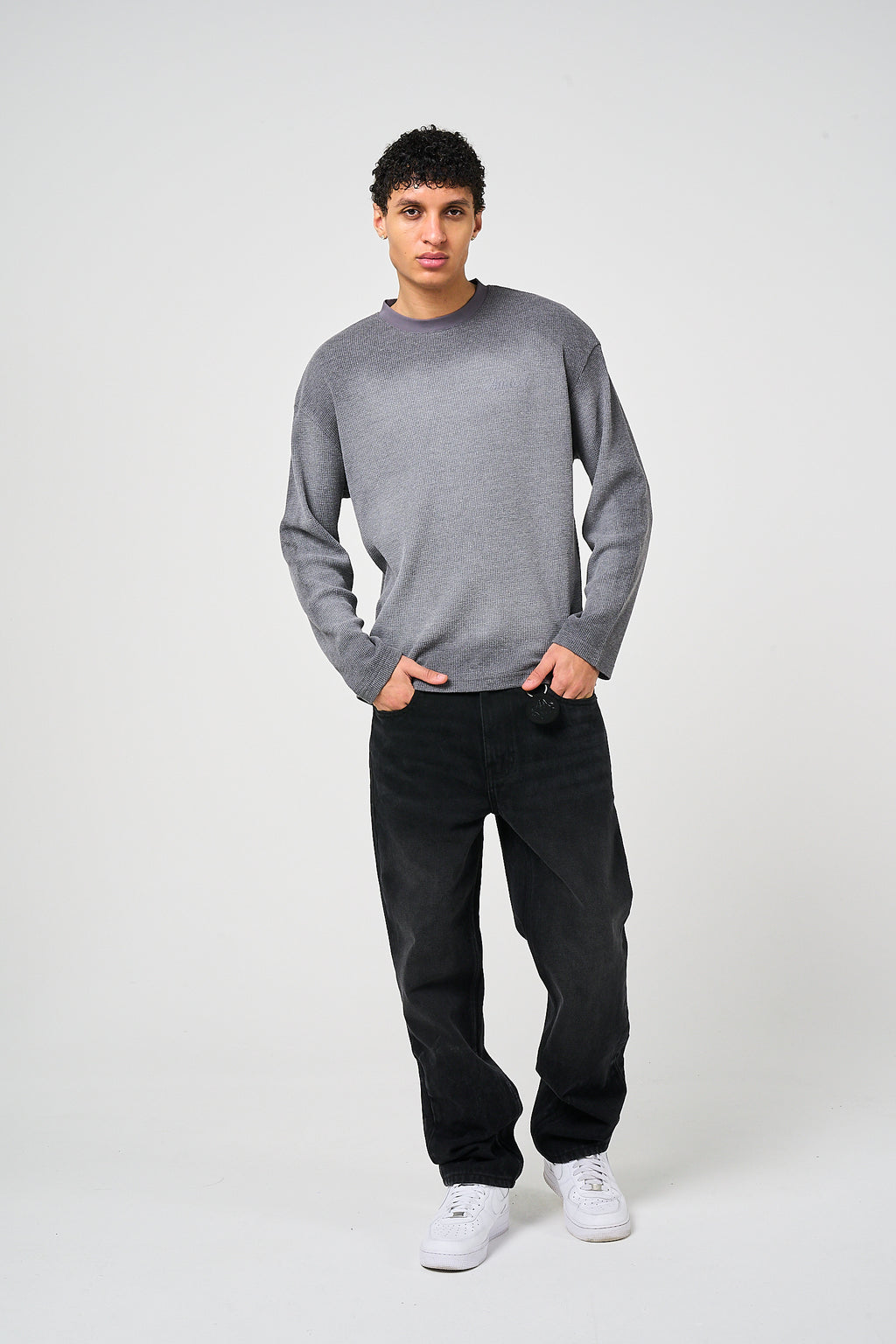Pandan Grey Waffle Long Sleeve T Shirt