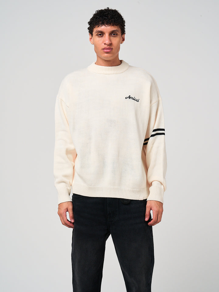 Nantes Long Sleeve White Knitted T Shirt