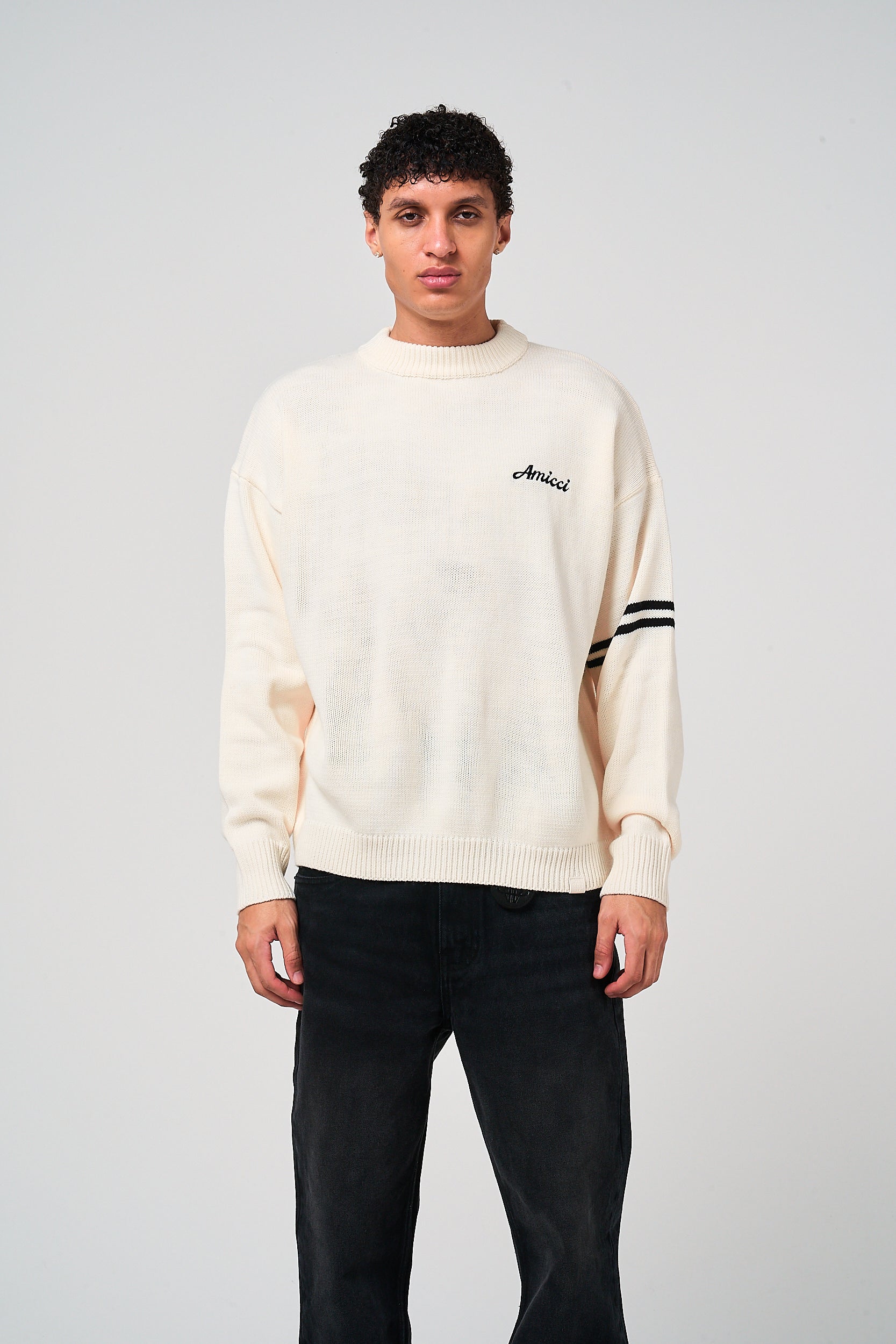 Nantes Long Sleeve White Knitted T Shirt