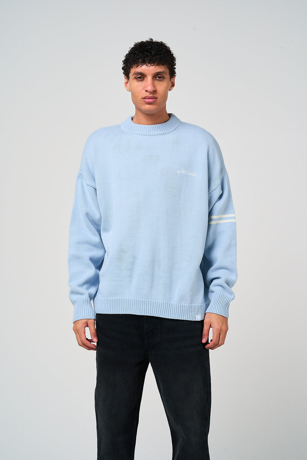 Nantes Long Sleeve Blue Knitted T Shirt
