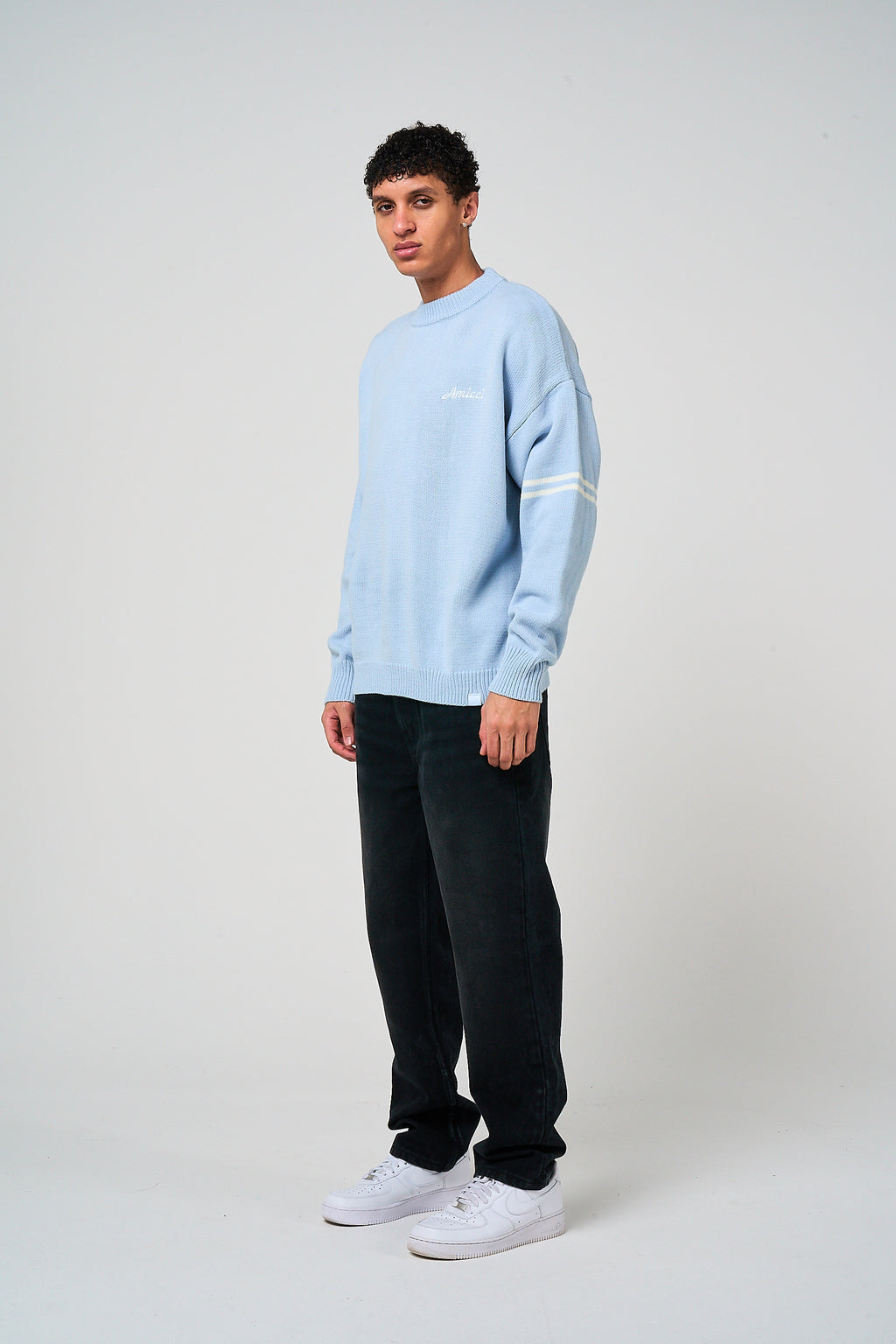 Nantes Long Sleeve Blue Knitted T Shirt