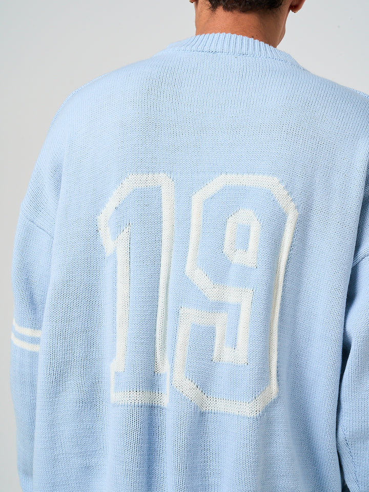 Nantes Long Sleeve Blue Knitted T Shirt