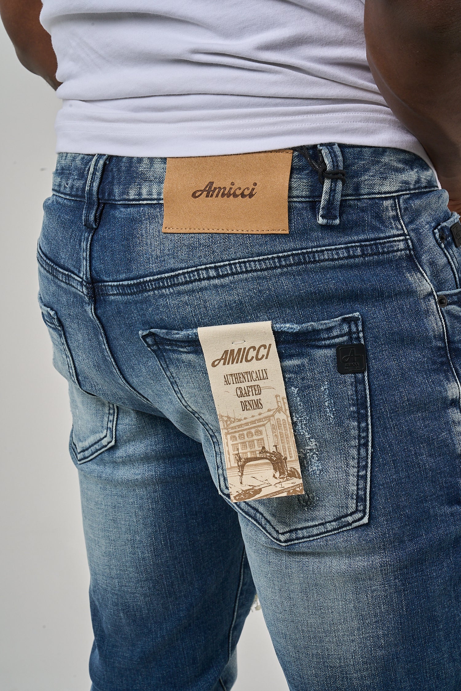 Belvedere Heavy Ripped Mid Blue Skinny Jeans