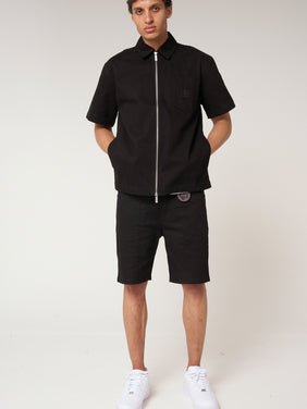Ornell Cotton Twill Overshirt Black