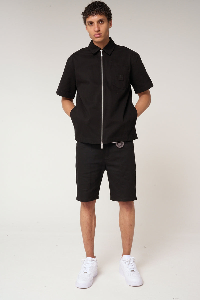 Ornell Cotton Twill Overshirt Black