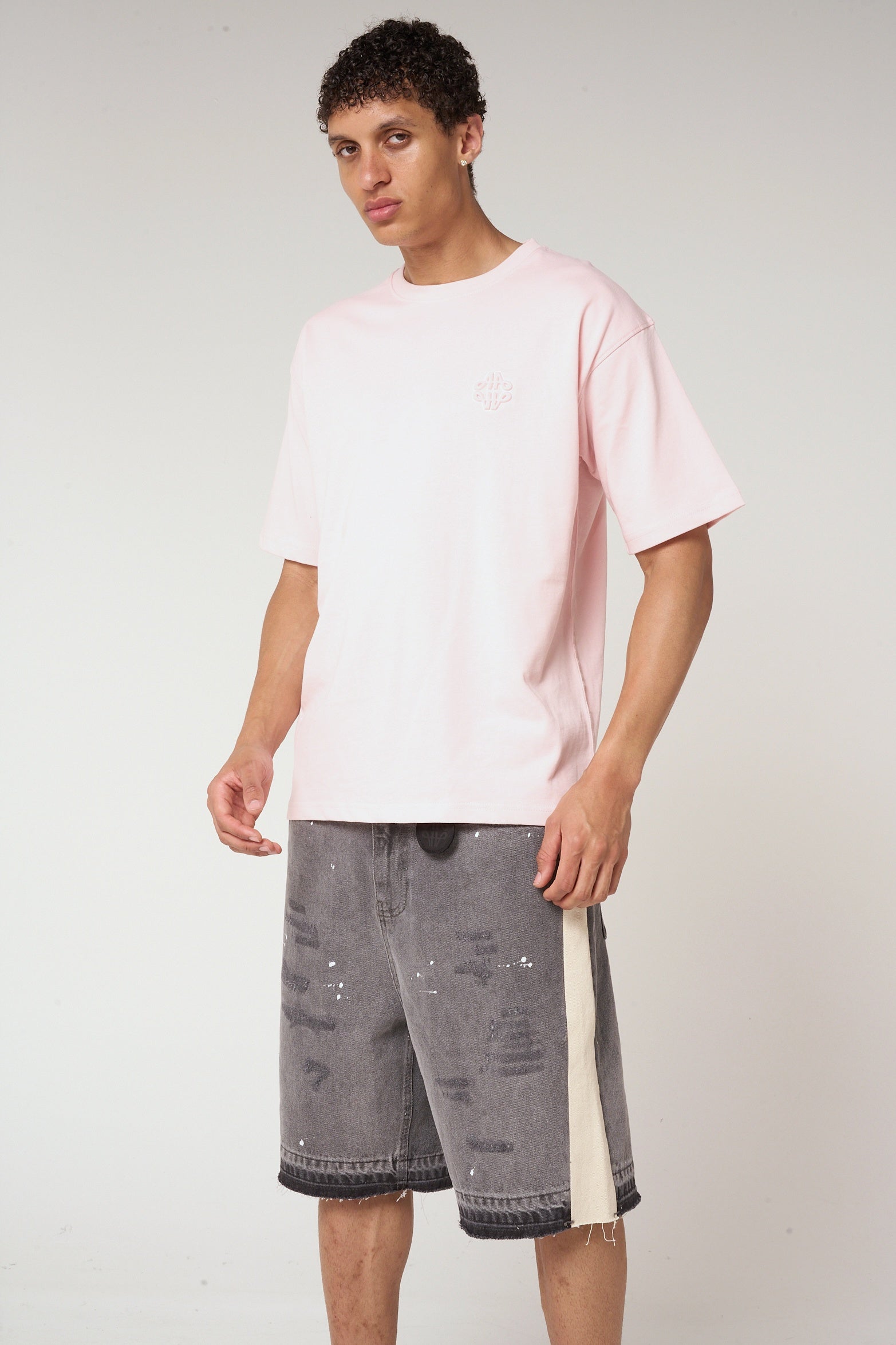 Karim Embossed Logo T Shirt Pink