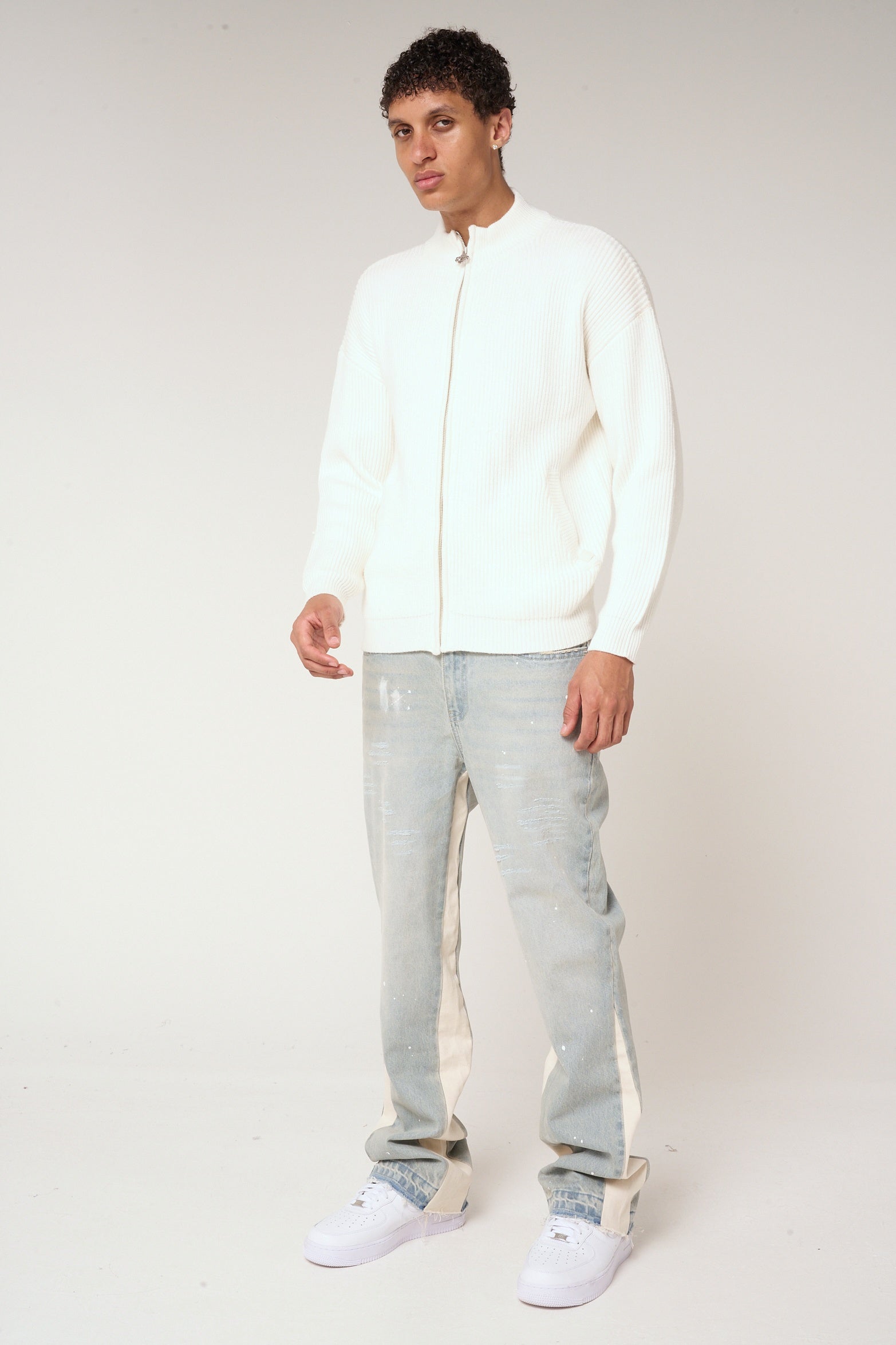 Mesa Ribbed Zip-Through Jacket White