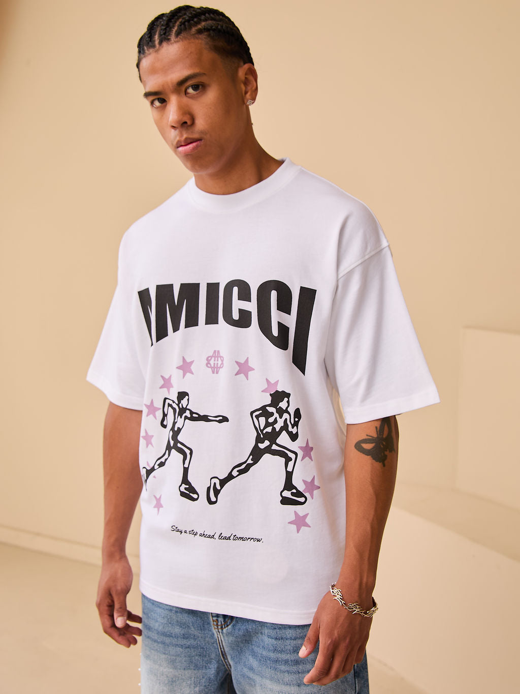 Direction White Graphic T Shirt