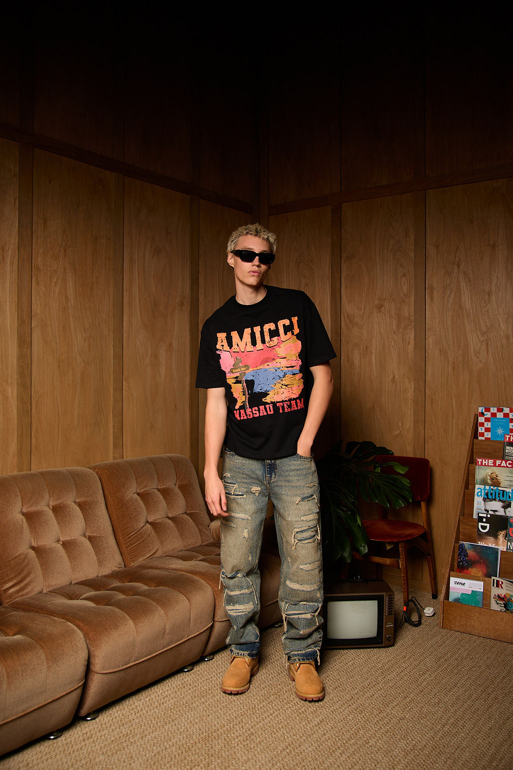 Manuel Heavy Ripped Getinte Blauwe Baggy Jeans