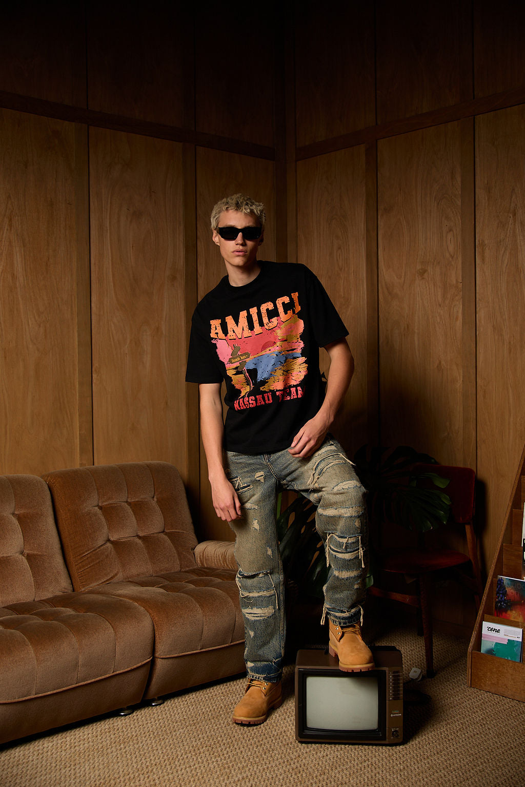 Manuel Heavy Ripped Getinte Blauwe Baggy Jeans