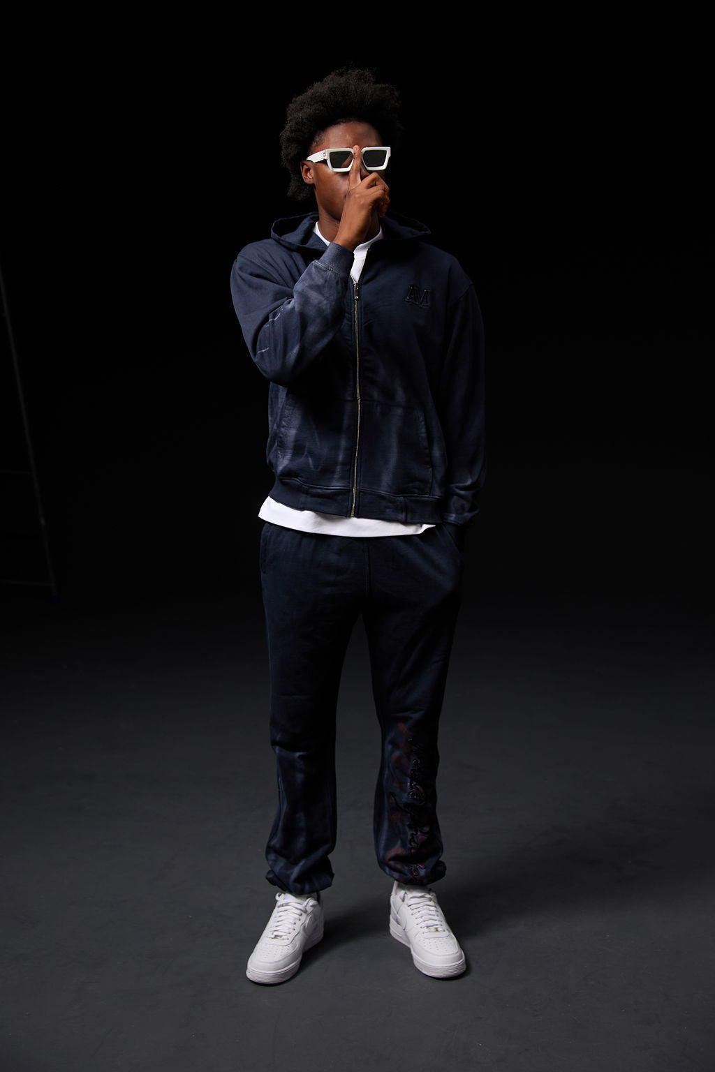 Enzo Navy Zip Through Hoodie