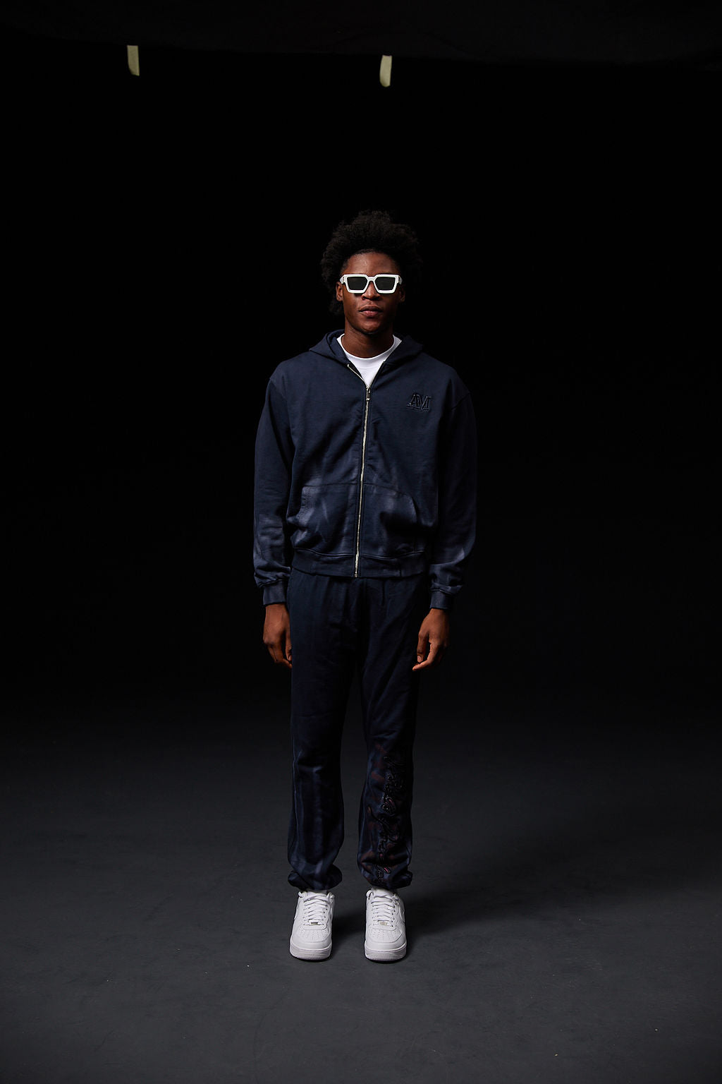 Enzo Navy Zip Through Hoodie