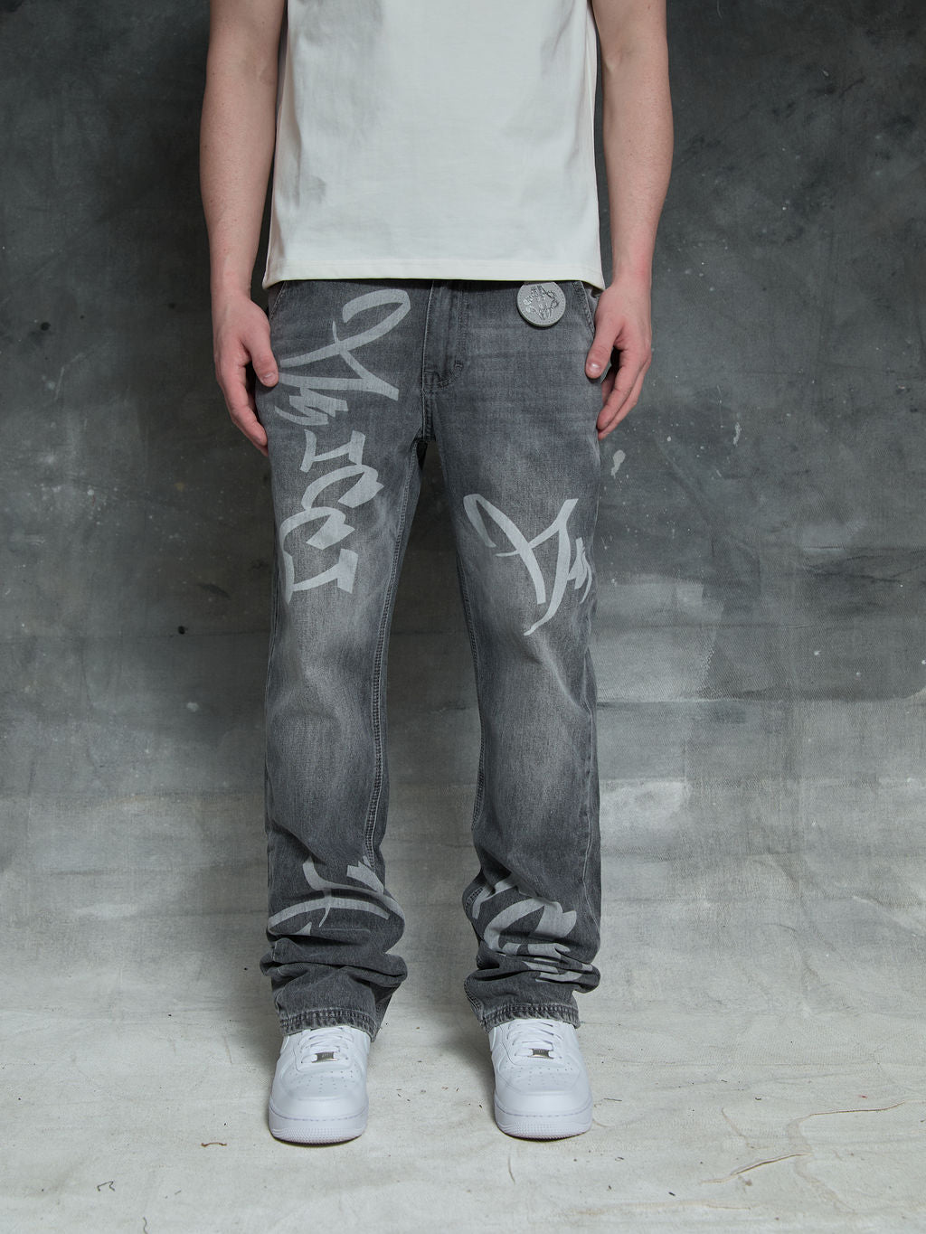 Ettore Lichtgrijze Flare Jeans